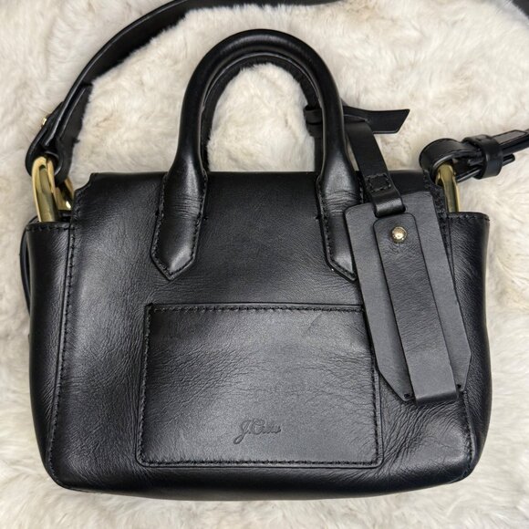 J.Crew 'Mini Harper' Black Leather Crossbody w/ Adjustable Strap & Gold Hardware - Picture 1 of 12